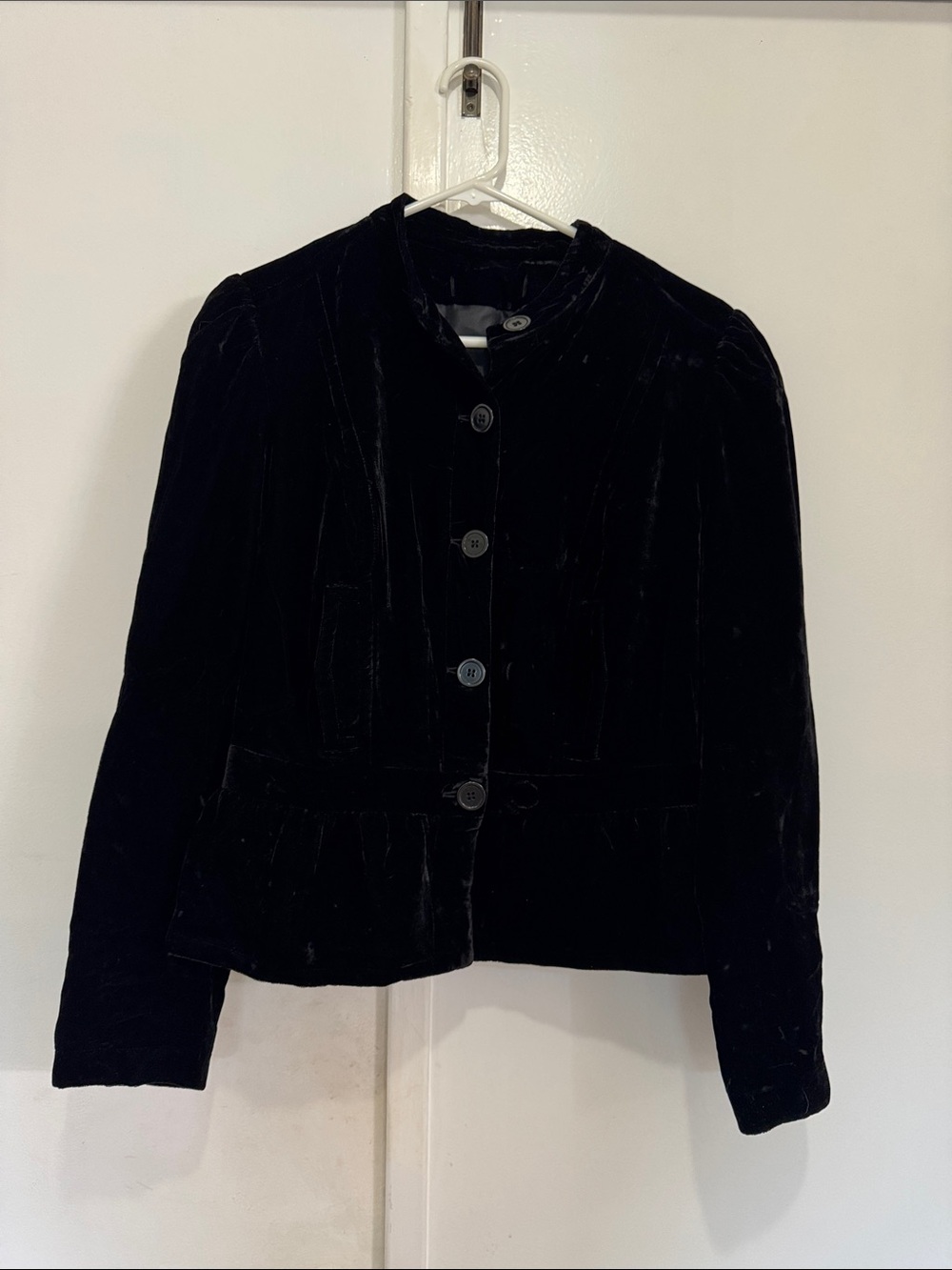 Women's Black Velvet Button-Front Blazer